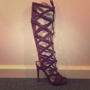 Braided Knee High Gladiator Heels